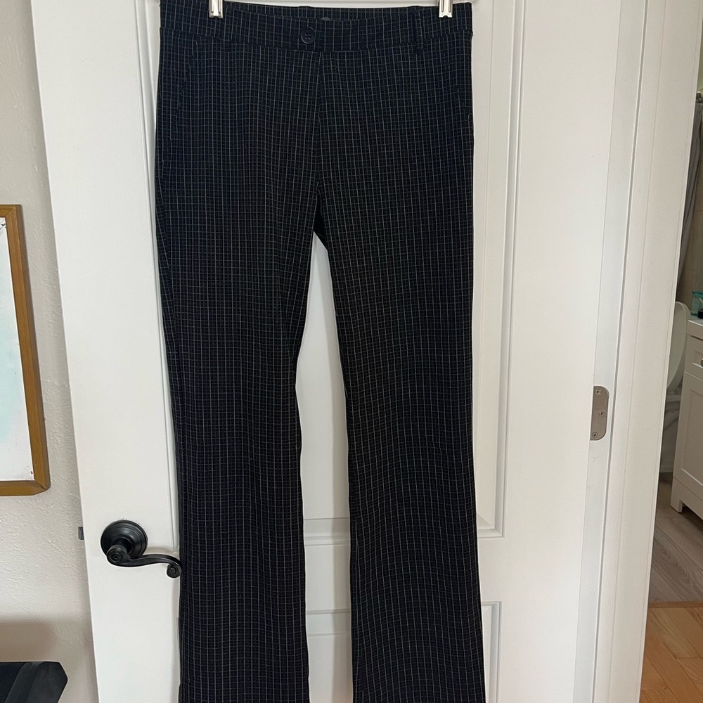 Betabrand Black and White Grid Dress Pant Yoga Pants